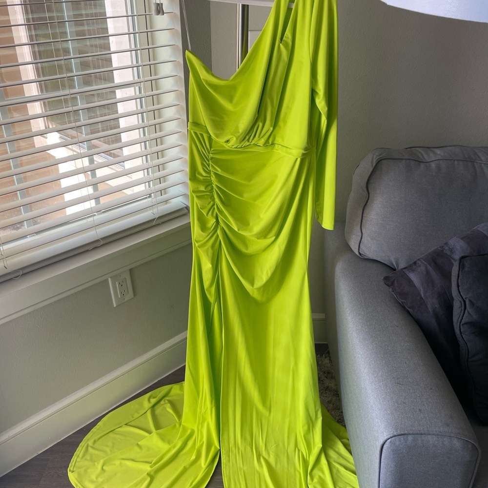 Fashion Nova One Shoulder Lime Dress